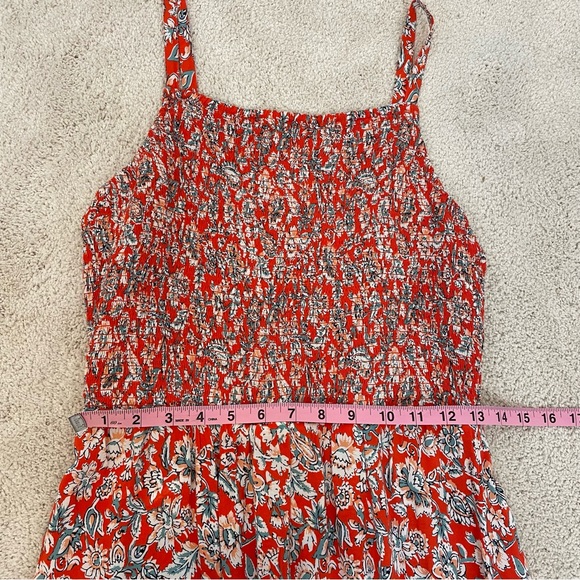 Old Navy Floral Paisley Smocked Midi Dress M Red White Blue Spaghetti Strap NWT - Picture 9 of 13